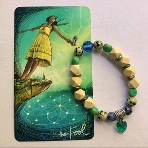 Chloe ~the Fool~ Handmade Healing Bead Bracelet Sodalite Jasper Wood Crystal